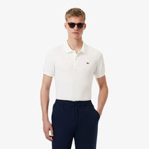 Polo LACOSTE uomo in cotone Pima bianca - vista frontale