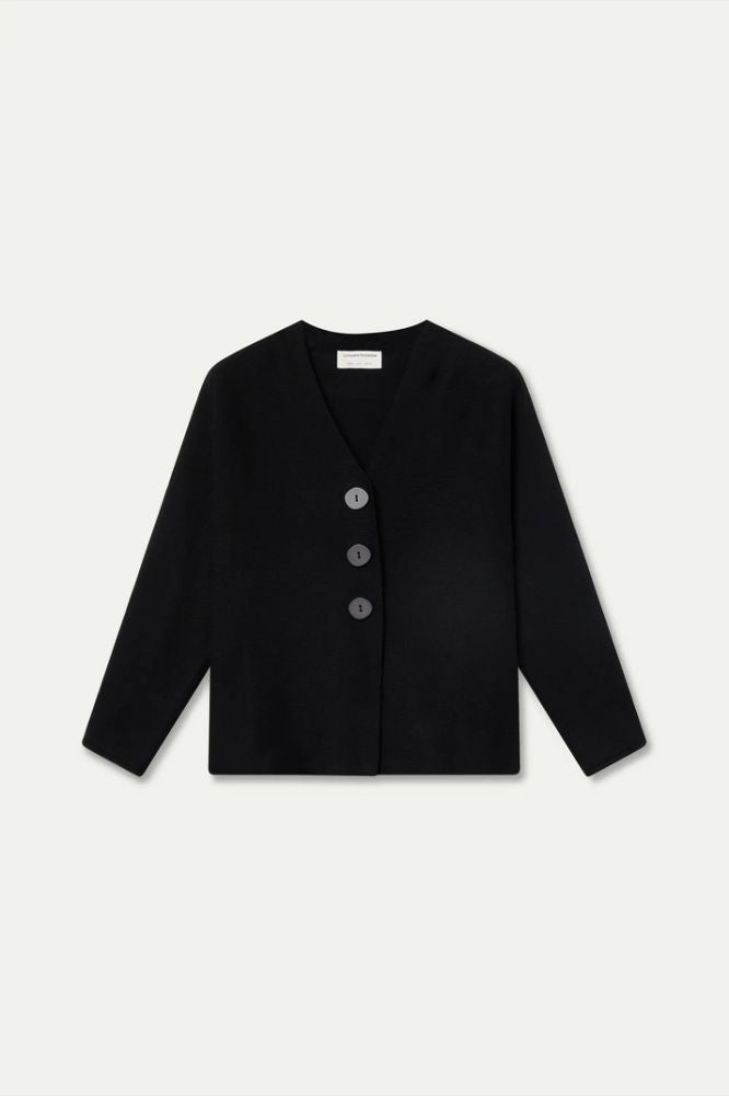Cardigan Compañia Fantástica donna nero con scollo a V - vista frontale Immagine principale del prodotto