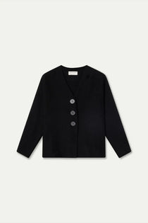 Cardigan Compañia Fantástica donna nero con scollo a V - vista frontale