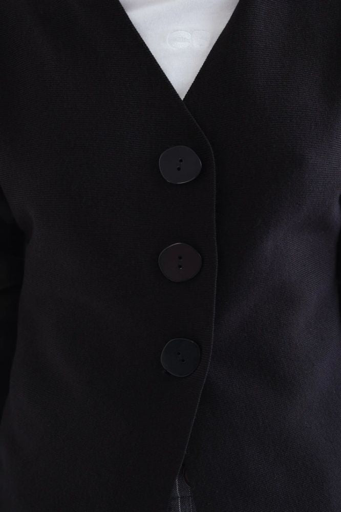 Cardigan Compañia Fantástica donna nero con scollo a V - dettaglio bottoni