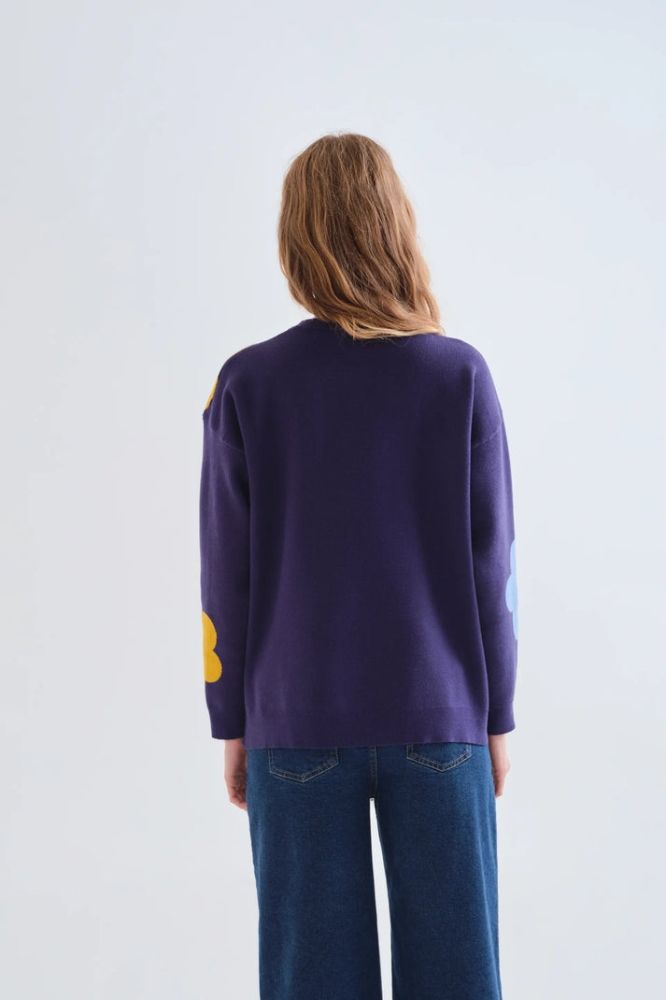 Maglione Compañia Fantástica donna jacquard fantasia Eufonia - dettaglio bordi a coste