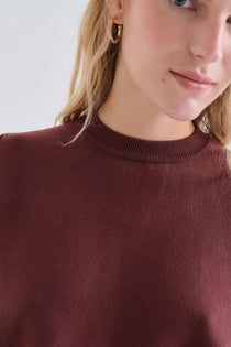 Maglione Compañia Fantástica donna marrone - dettaglio bordi a coste