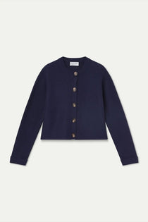 Cardigan Compañia Fantástica donna blu con bottoni multicolore - vista frontale