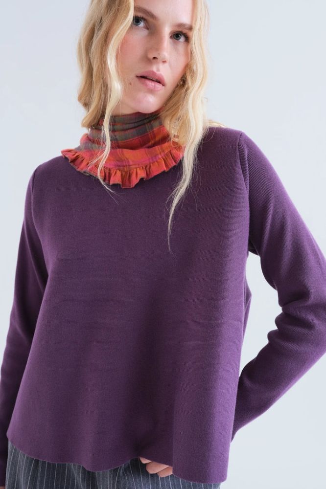 Maglione Compañia Fantástica donna viola - dettaglio scollo Immagine principale del prodotto