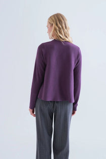 Maglione Compañia Fantástica donna viola - dettaglio bordi a coste