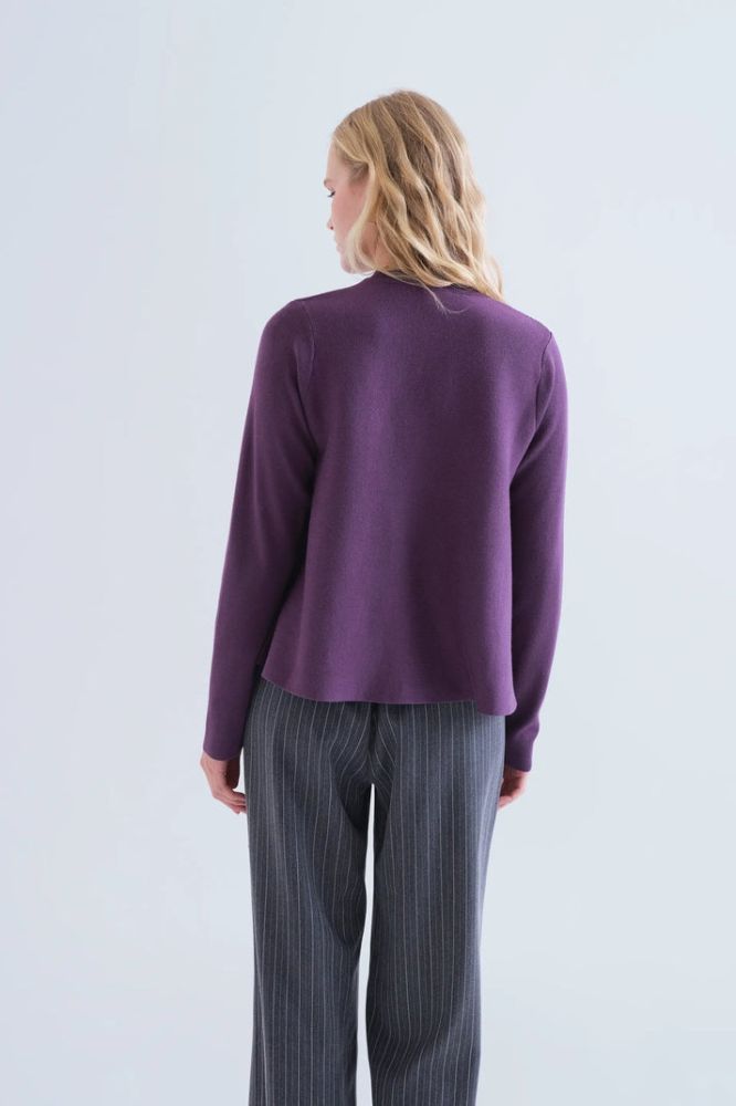 Maglione Compañia Fantástica donna viola - dettaglio bordi a coste