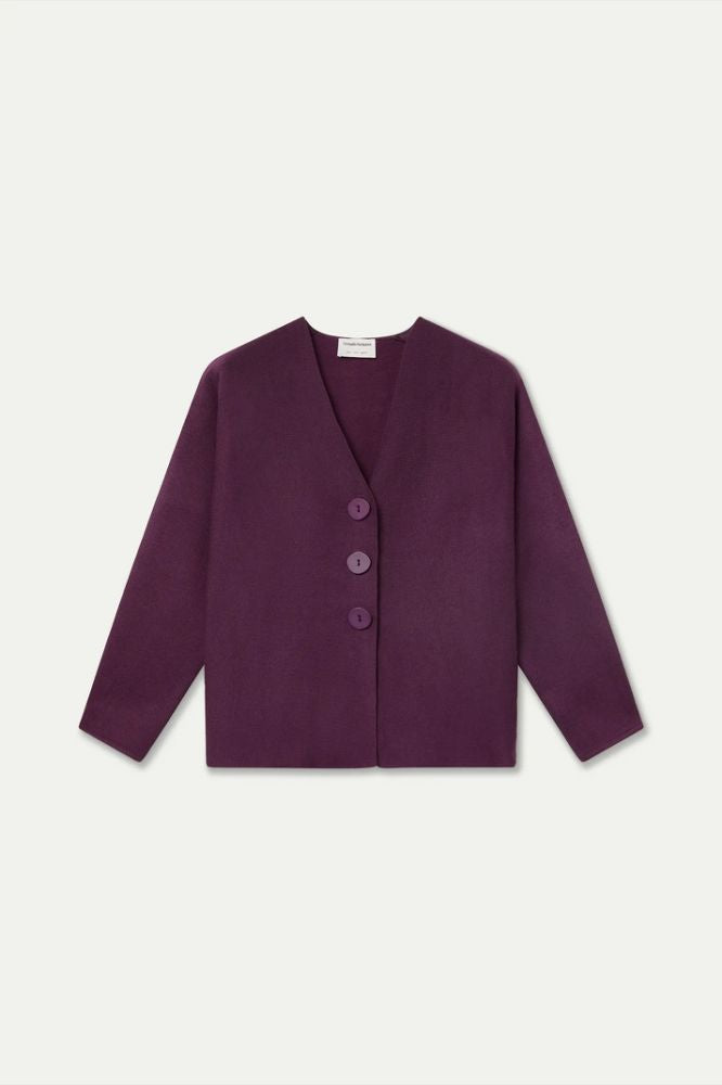 Cardigan Compañia Fantástica donna color melanzana - vista frontale