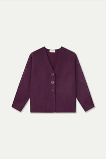 Cardigan Compañia Fantástica donna color melanzana - vista frontale
