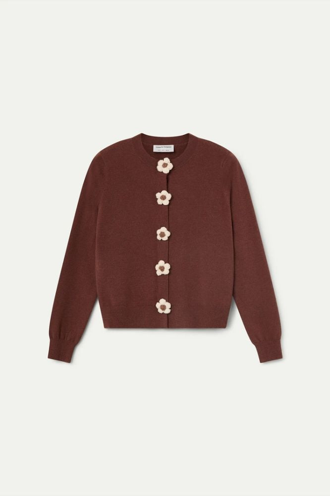 Cardigan Compañia Fantástica donna in maglia marrone - vista frontale