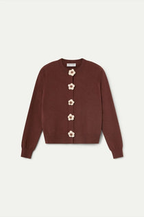 Cardigan Compañia Fantástica donna in maglia marrone - vista frontale