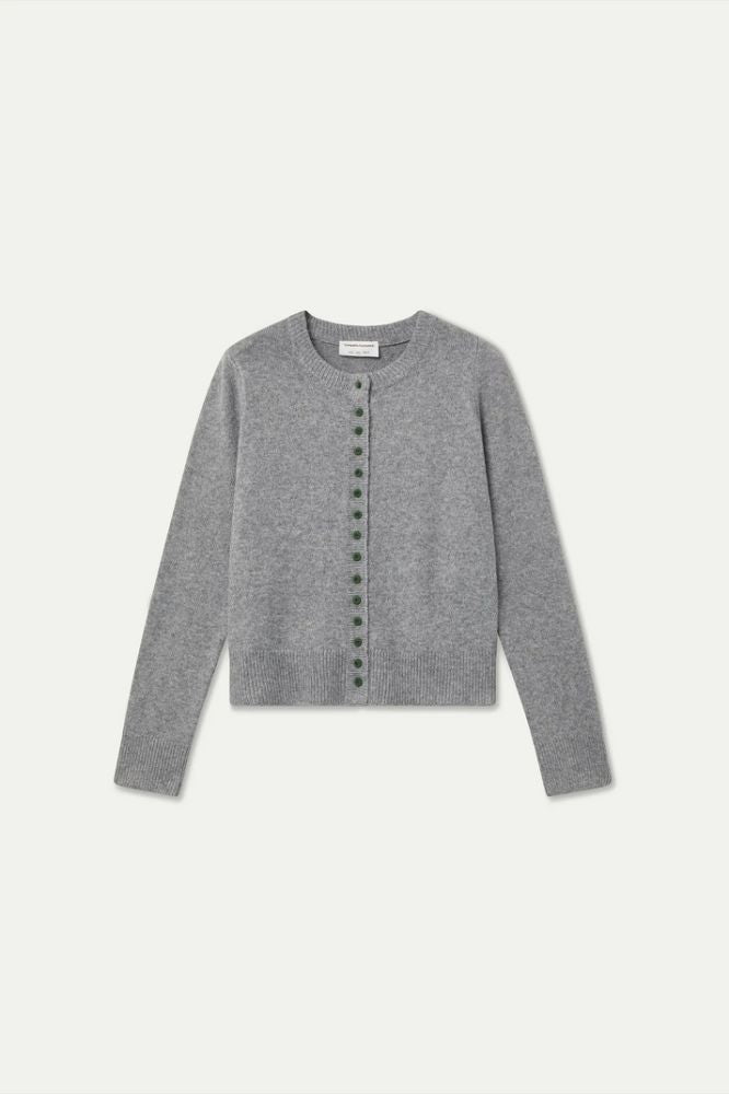 Cardigan Compañia Fantástica donna in maglia grigio chiaro - vista frontale