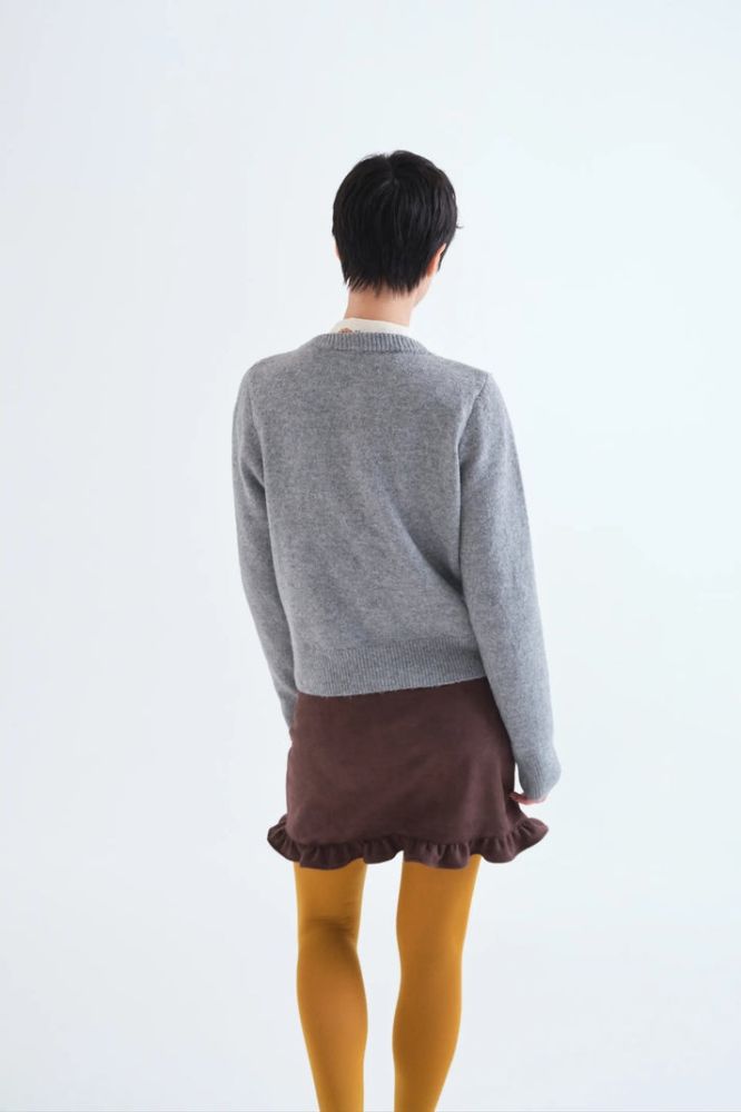 Cardigan Compañia Fantástica donna in maglia grigio chiaro - vista laterale