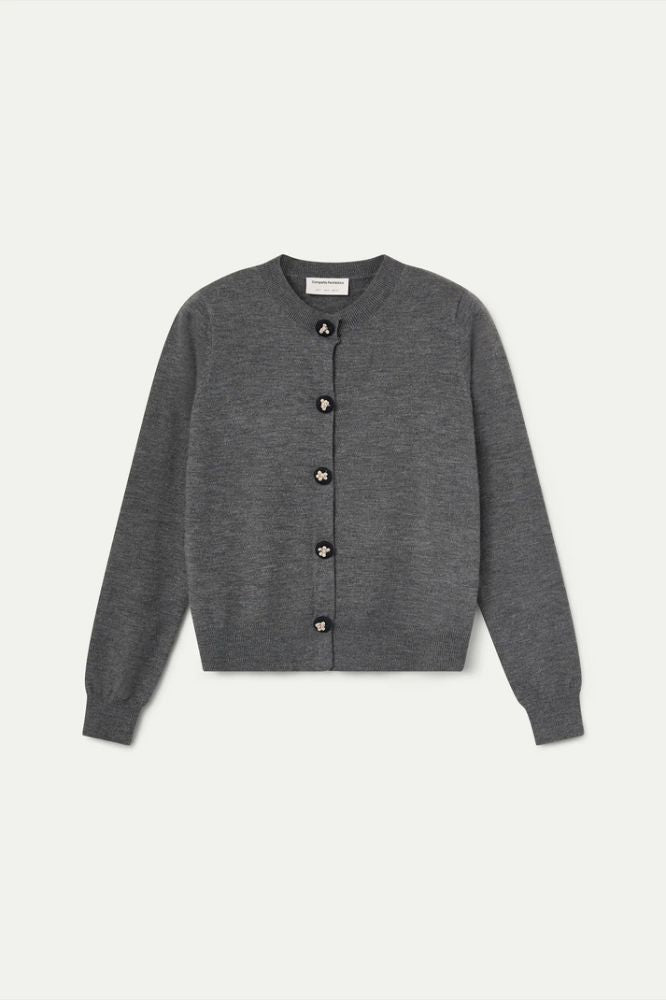 Cardigan Compañia Fantástica donna in maglia grigia - vista frontale