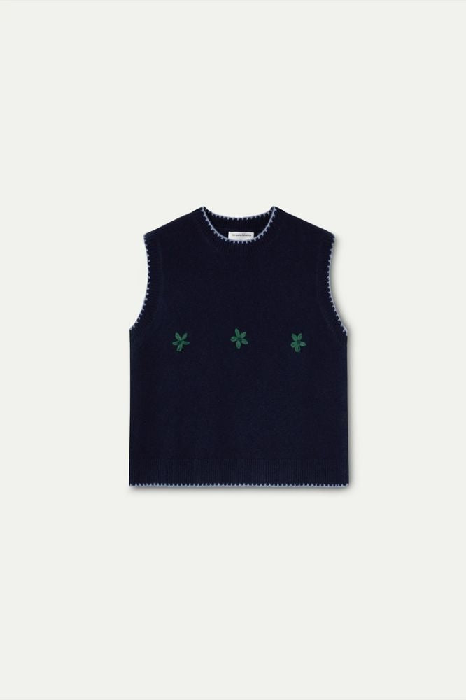 Gilet Compañia Fantástica donna in maglia blu navy - vista frontale Immagine principale del prodotto