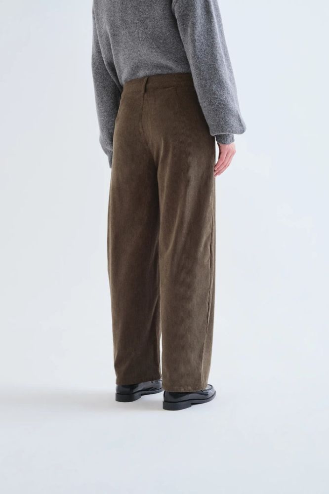 Pantaloni Compañia Fantástica donna in velluto marrone - vista laterale