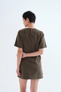 Abito Compañia Fantástica donna in velluto verde scuro - vista laterale