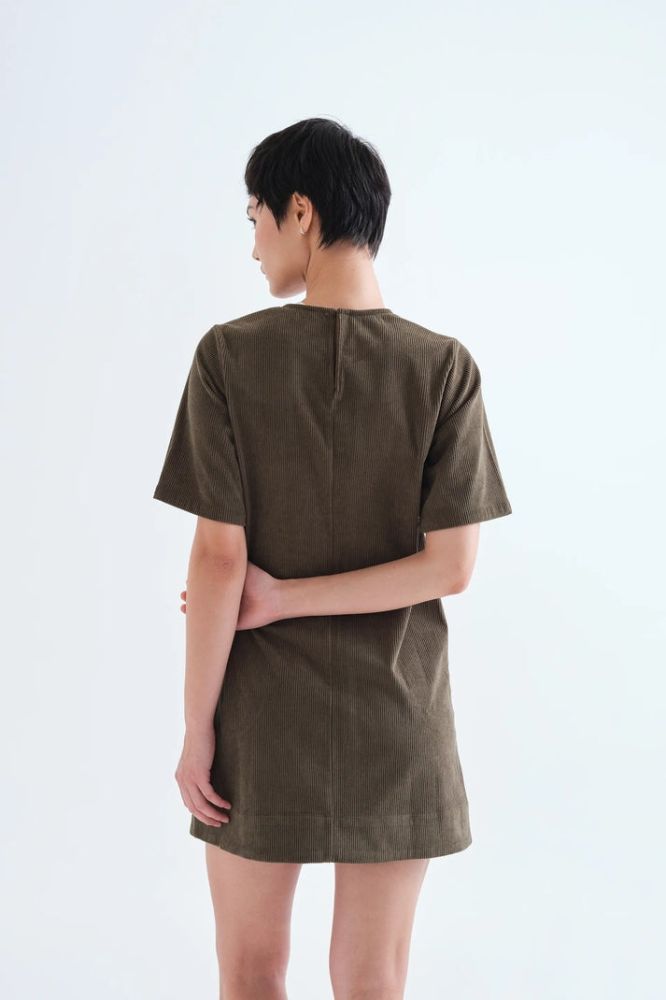 Abito Compañia Fantástica donna in velluto verde scuro - vista laterale