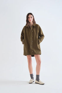 Cappotto Compañia Fantástica donna verde - dettaglio collo a revers