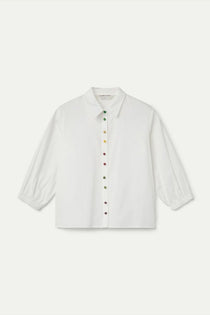 Camicia Compañia Fantástica donna bianca con colletto a fiocco - vista frontale