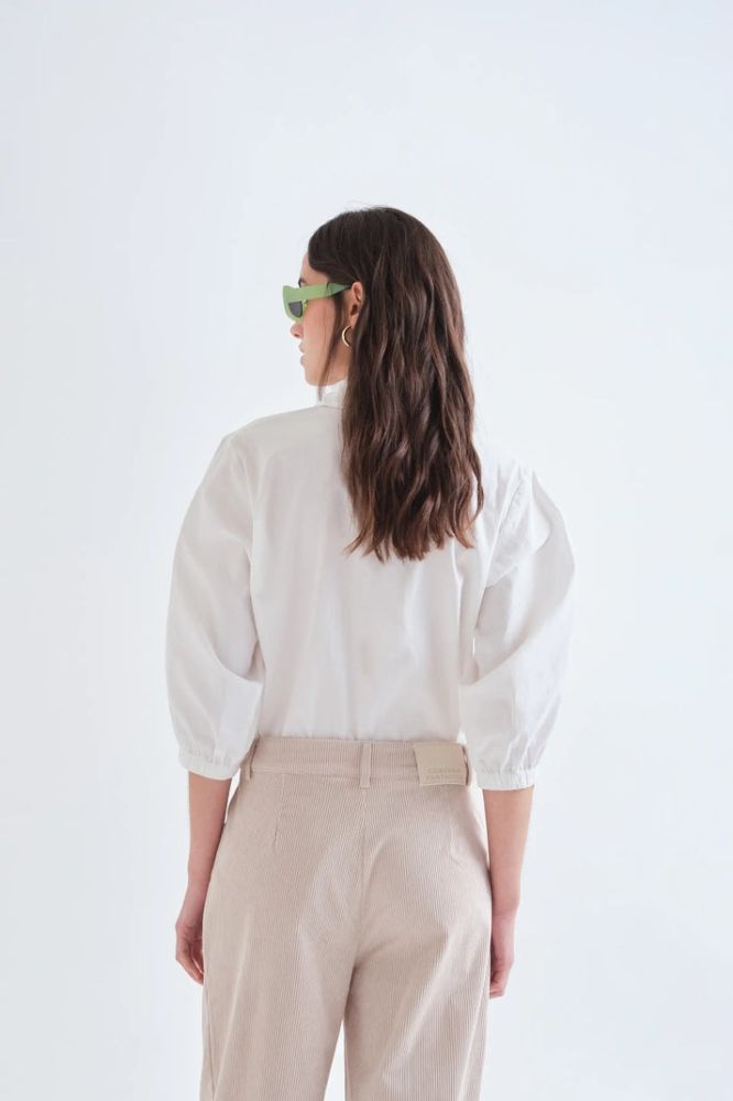 Camicia Compañia Fantástica donna bianca - dettaglio colletto a fiocco