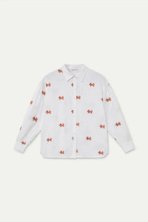 Camicia Compañia Fantástica donna bianca con ricamo di volpi - vista frontale