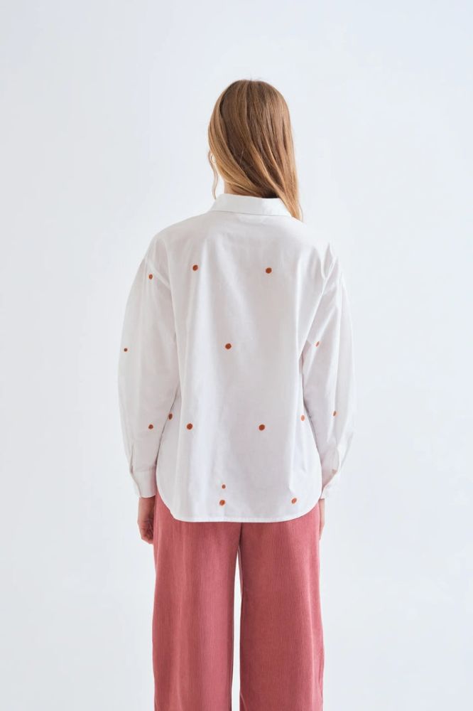 Camicia Compañia Fantástica donna bianca con ricamo di lumache - immagine 4