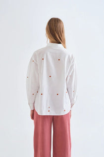 Camicia Compañia Fantástica donna bianca con ricamo di lumache - immagine 4