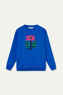 Felpa Compañia Fantástica donna blu con patch floreale neo garden - vista frontale