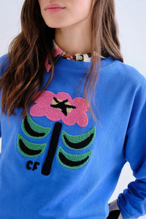 Felpa Compañia Fantástica donna blu con patch floreale neo garden - immagine 3