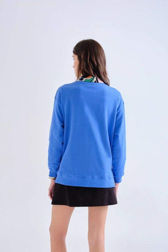 Felpa Compañia Fantástica donna blu con patch floreale neo garden - immagine 4