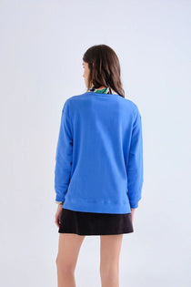 Felpa Compañia Fantástica donna blu con patch floreale neo garden - immagine 4