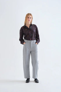 Camicia Compañia Fantástica donna nera in cotone con stampa candy - immagine 3