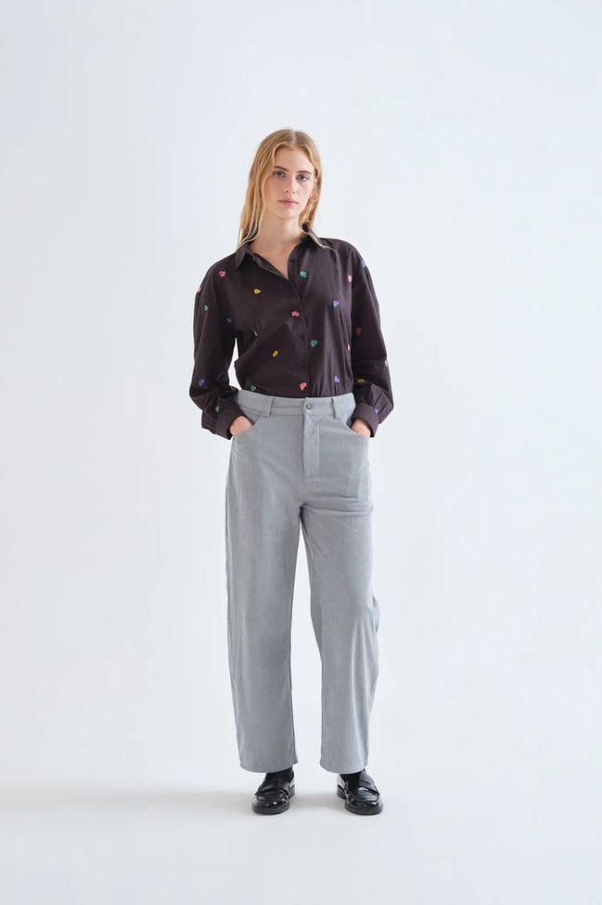 Camicia Compañia Fantástica donna nera in cotone con stampa candy - immagine 3