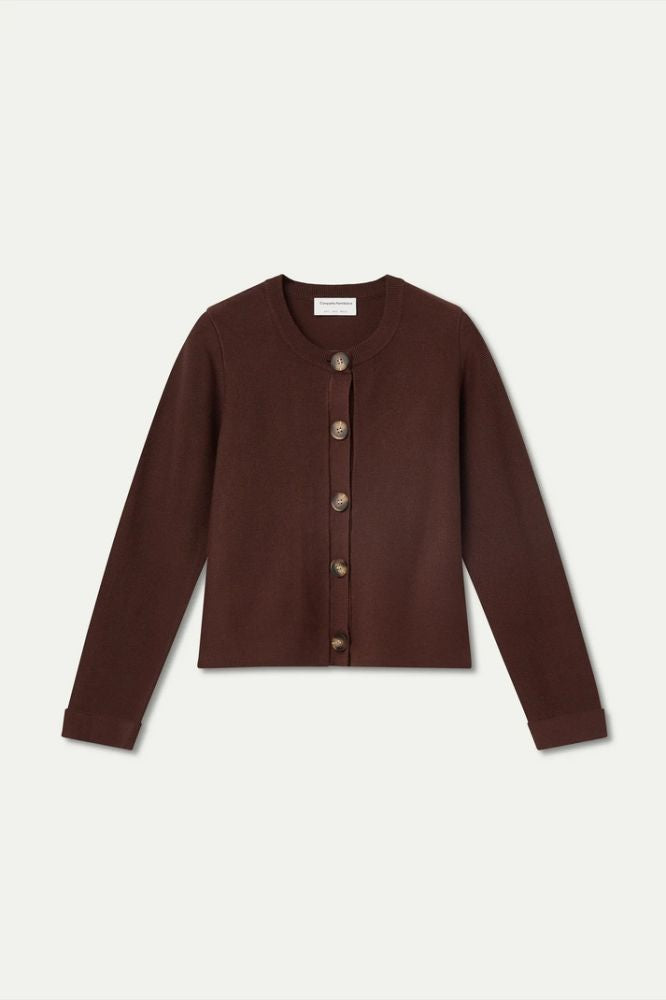 Cardigan Compañia Fantástica donna marrone in misto cotone - vista frontale