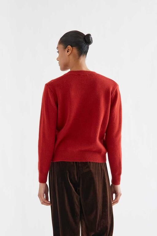 Cardigan Compañia Fantástica donna rosso con alberi di Natale ricamati - immagine 2