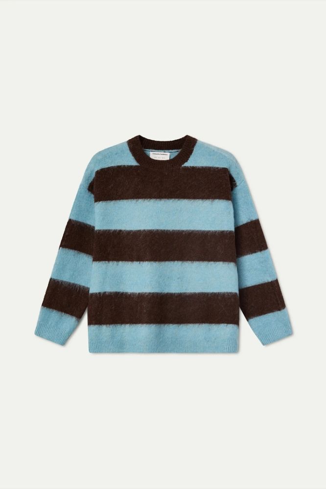 Maglione Compañia Fantástica donna a righe marroni e azzurre - vista frontale