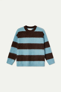 Maglione Compañia Fantástica donna a righe marroni e azzurre - vista frontale