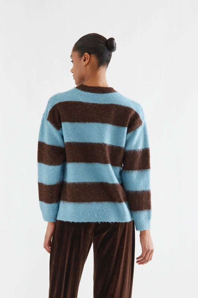 Maglione Compañia Fantástica donna a righe marroni e azzurre - immagine 3