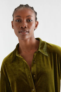 Camicia Compañia Fantástica donna in velluto verde oliva - immagine 3