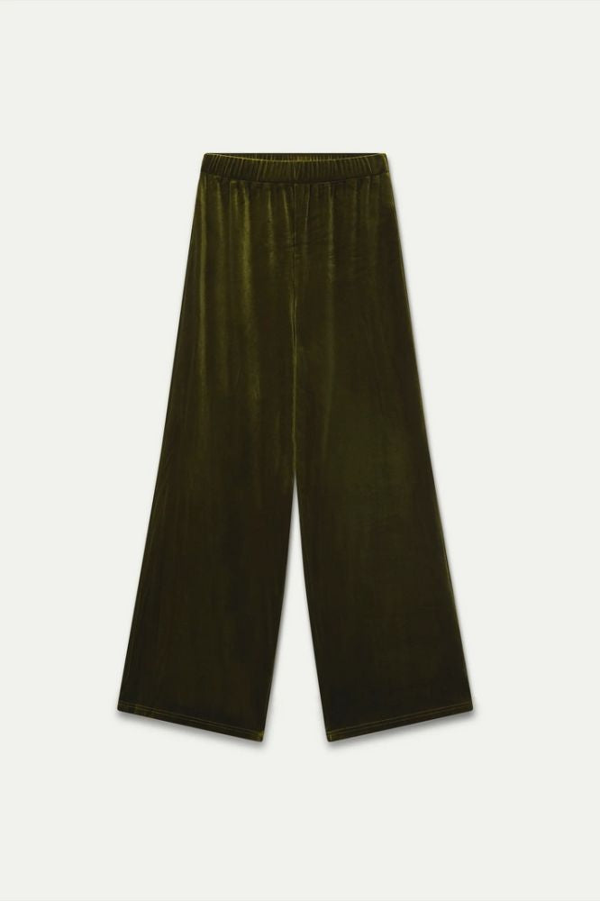 Pantalone Compañia Fantástica donna in velluto verde oliva - vista frontale