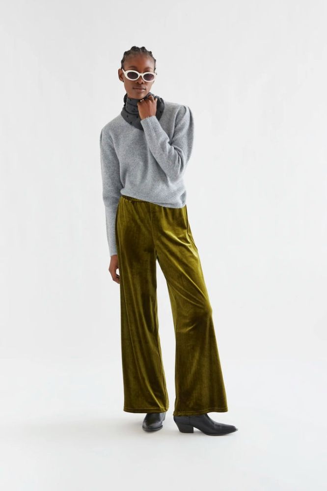 Pantalone Compañia Fantástica donna in velluto verde oliva - immagine 4