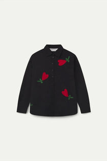 Camicia donna nera con ricamo di cuori Compañia Fantástica 64C/41110 - vista frontale