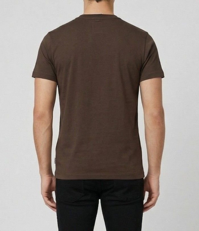 T-Shirt ICON uomo marrone con mini logo - vista posteriore